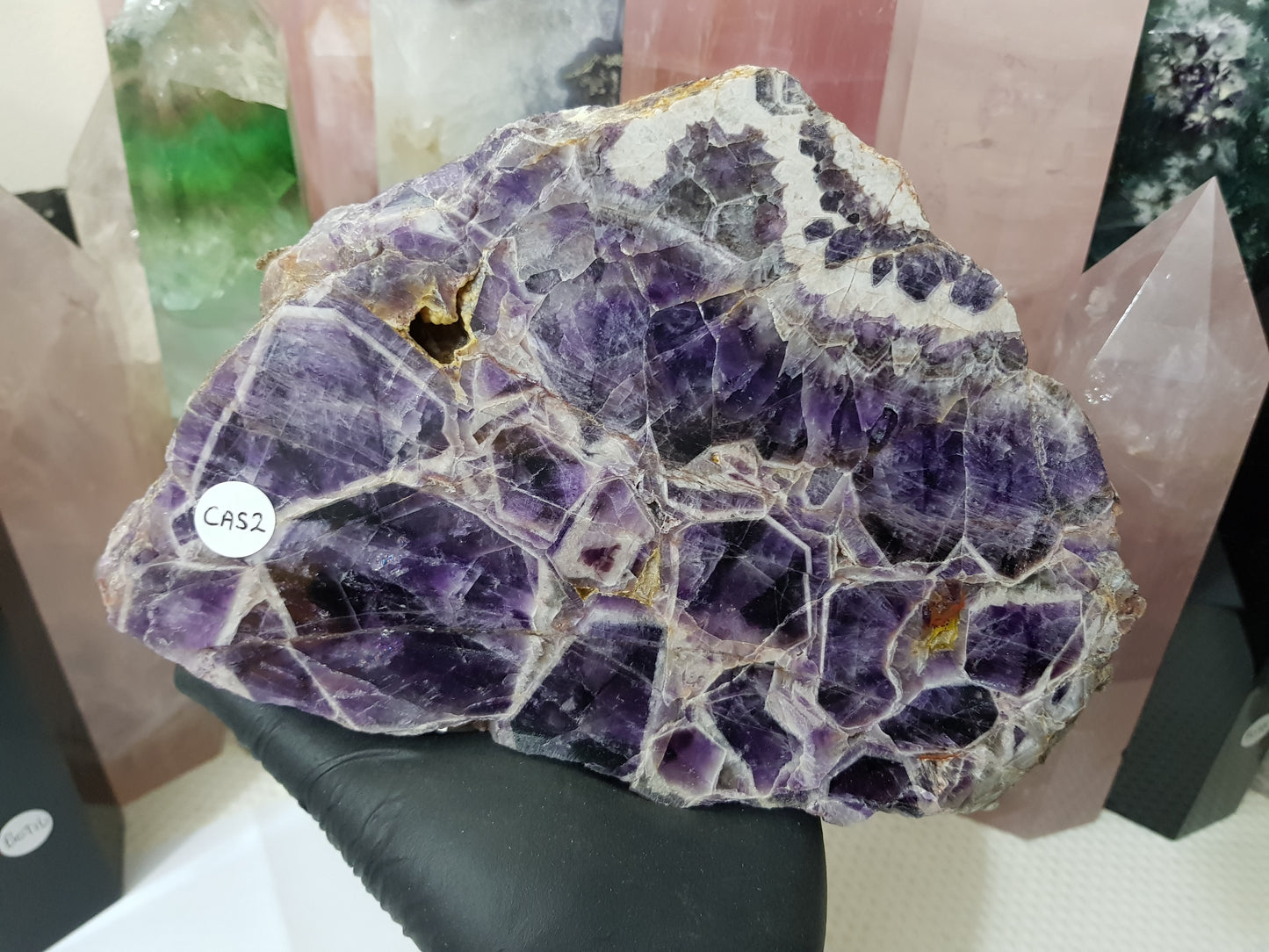 Chevron Amethyst Crystal Slice - CAS2