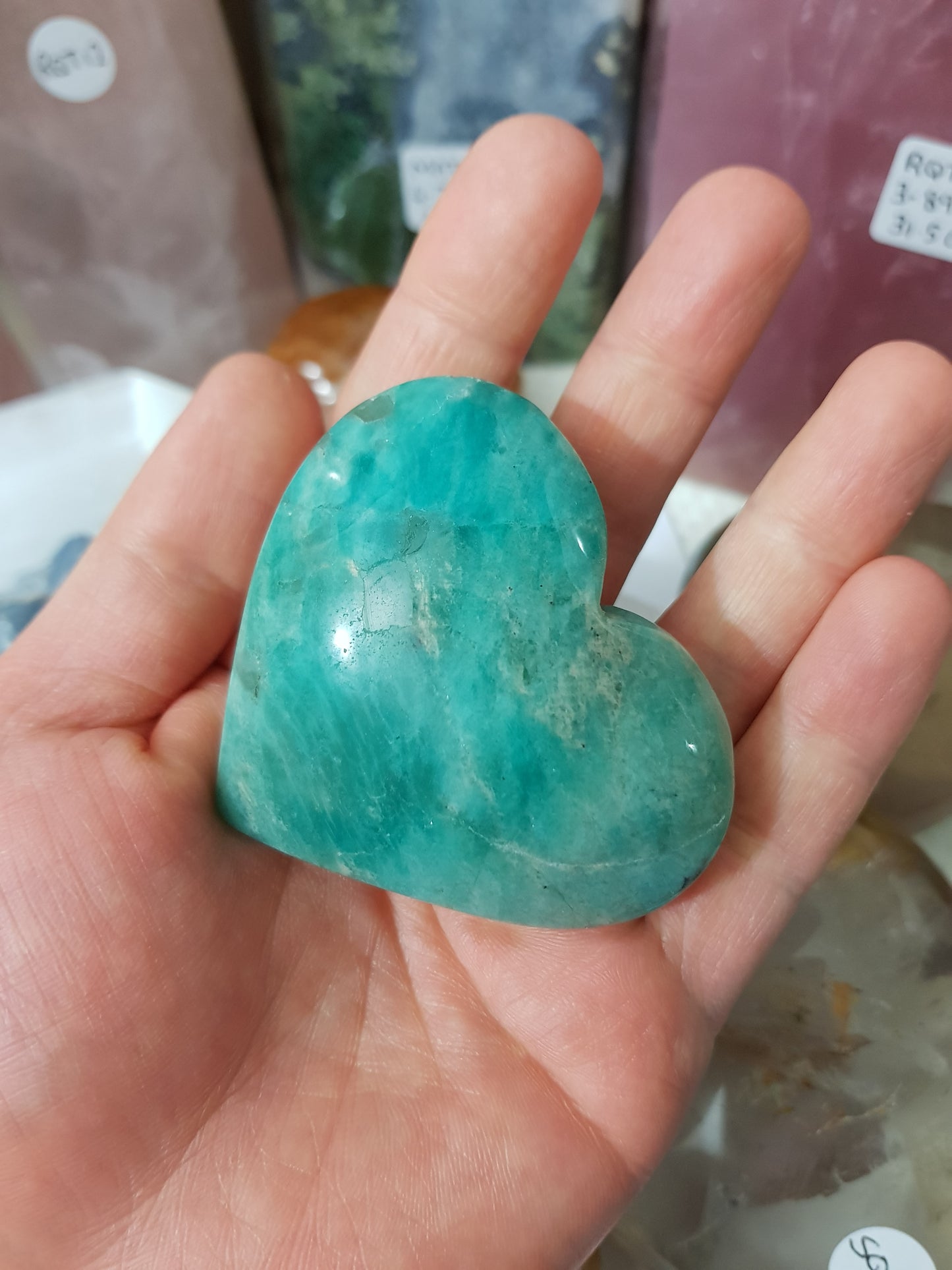 Amazonite with Smoky Quartz Crystal Heart - ASH1