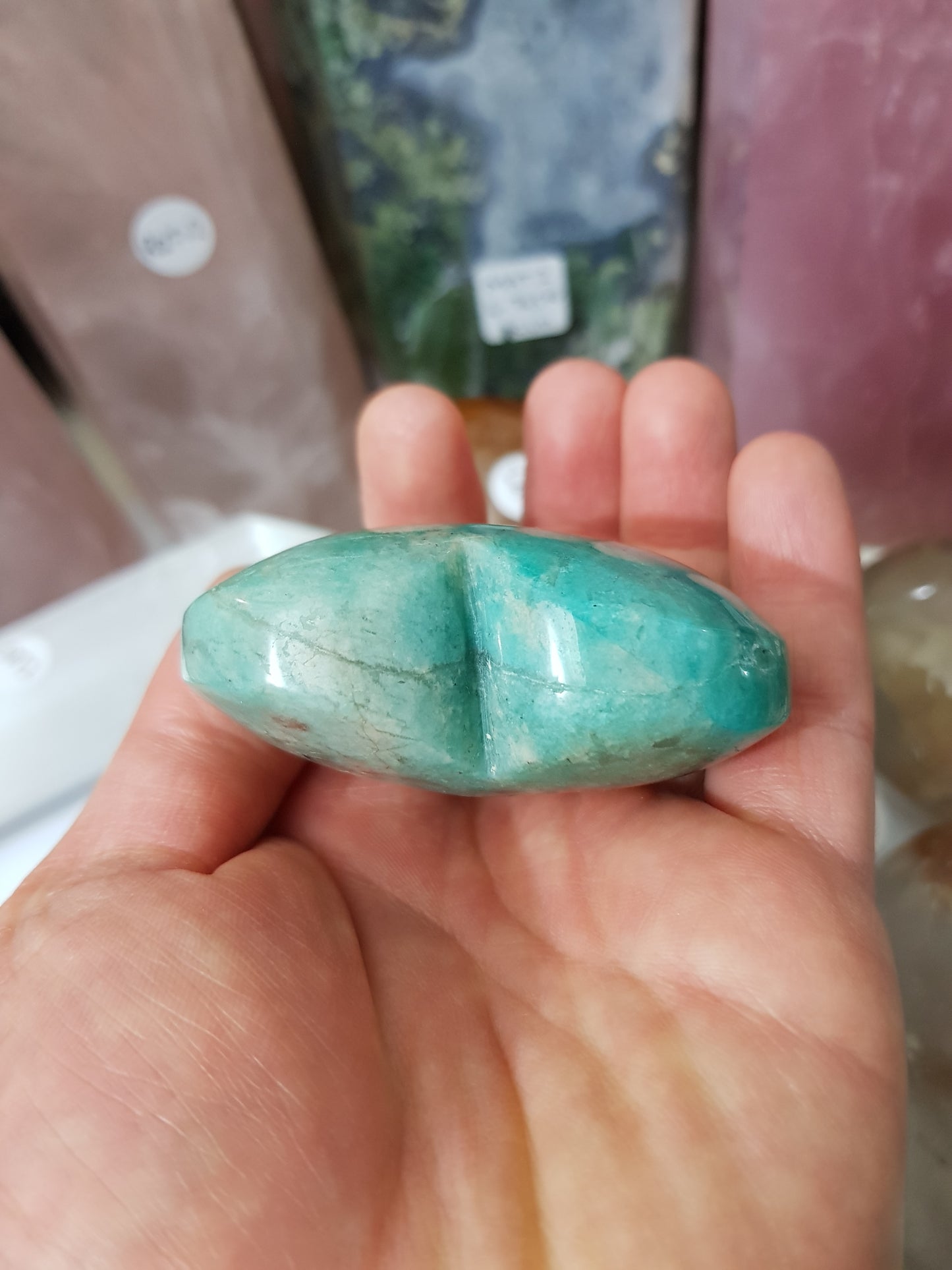 Amazonite with Smoky Quartz Crystal Heart - ASH1