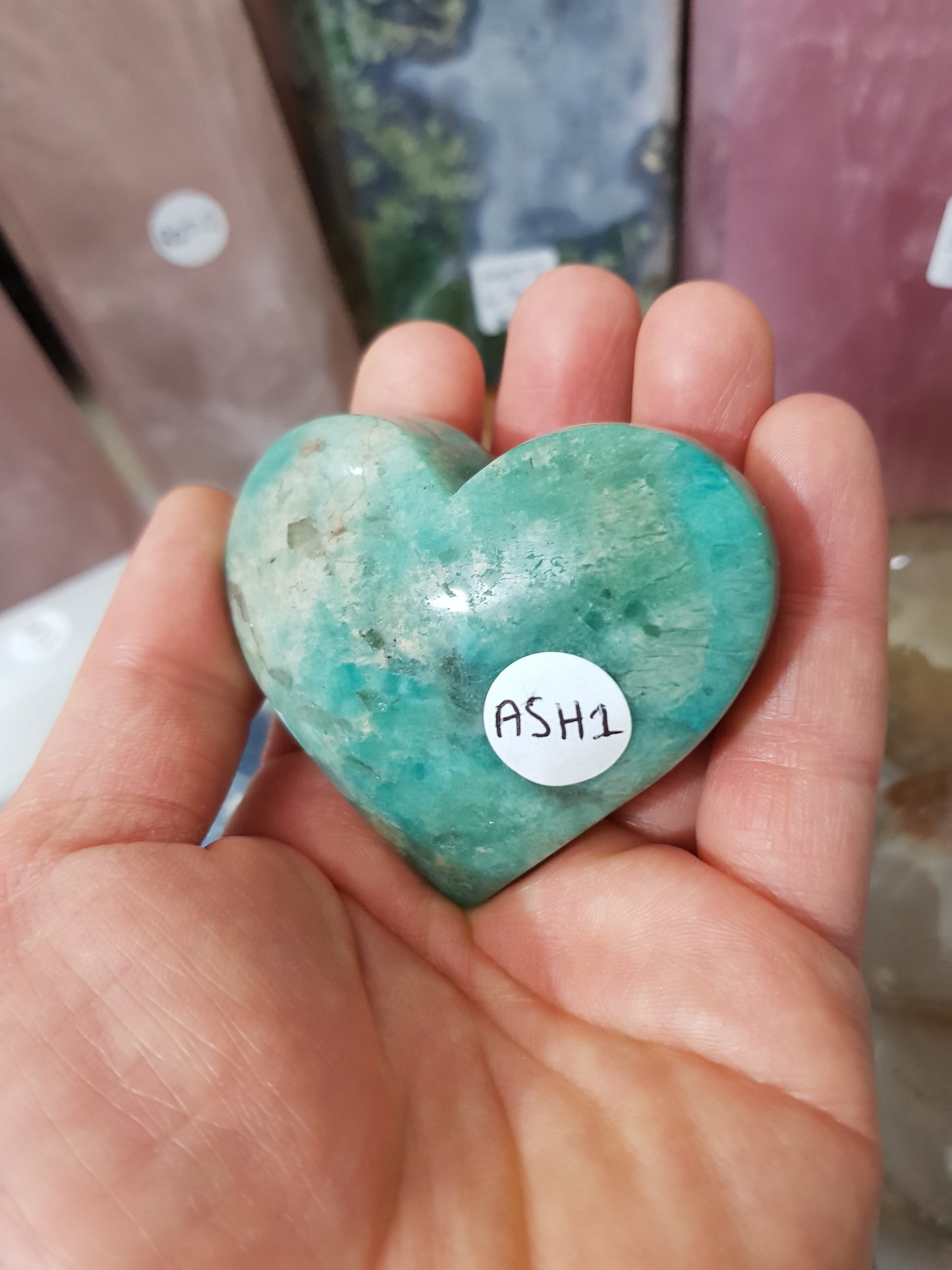 Amazonite with Smoky Quartz Crystal Heart - ASH1