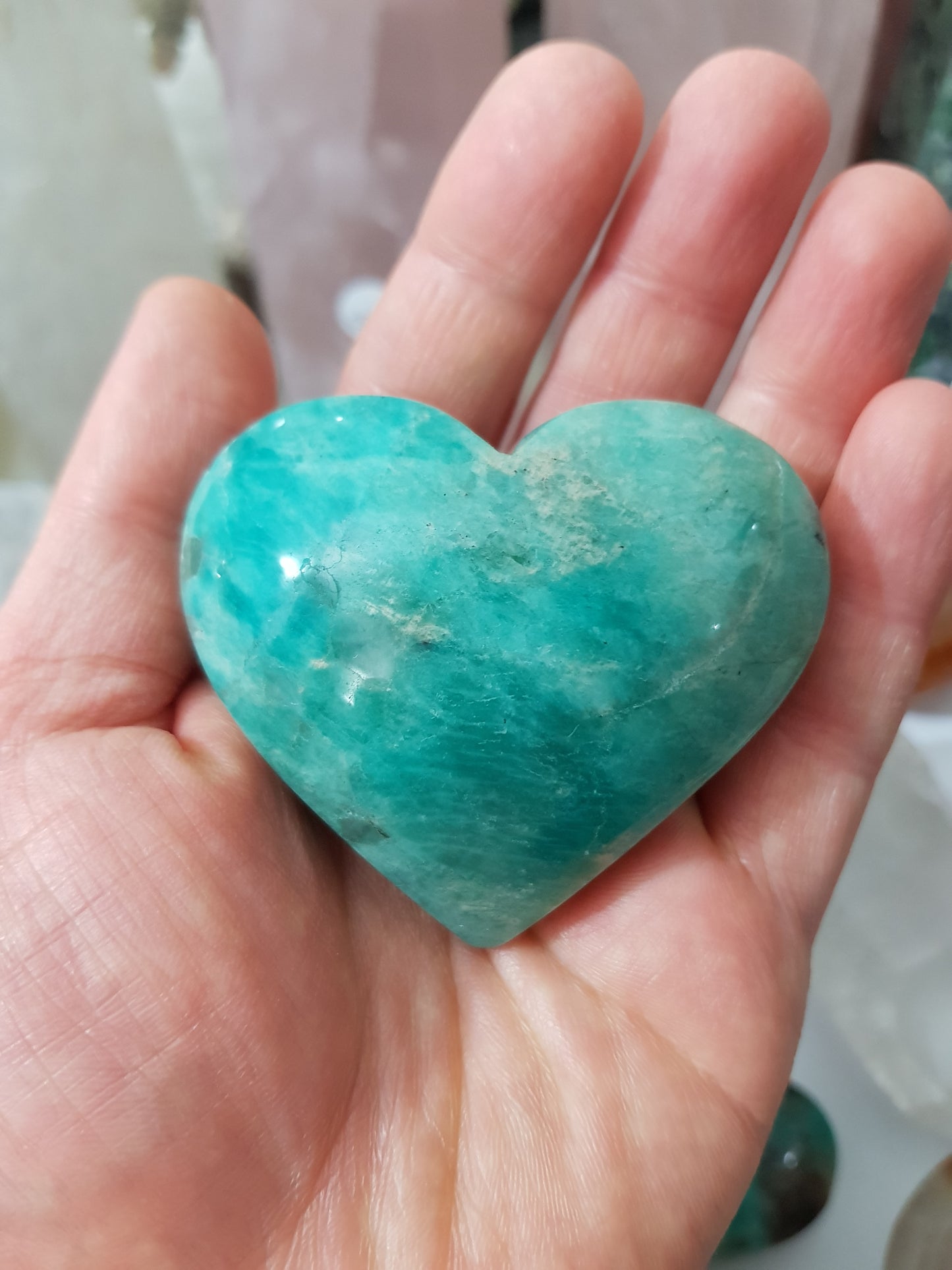 Amazonite with Smoky Quartz Crystal Heart - ASH1