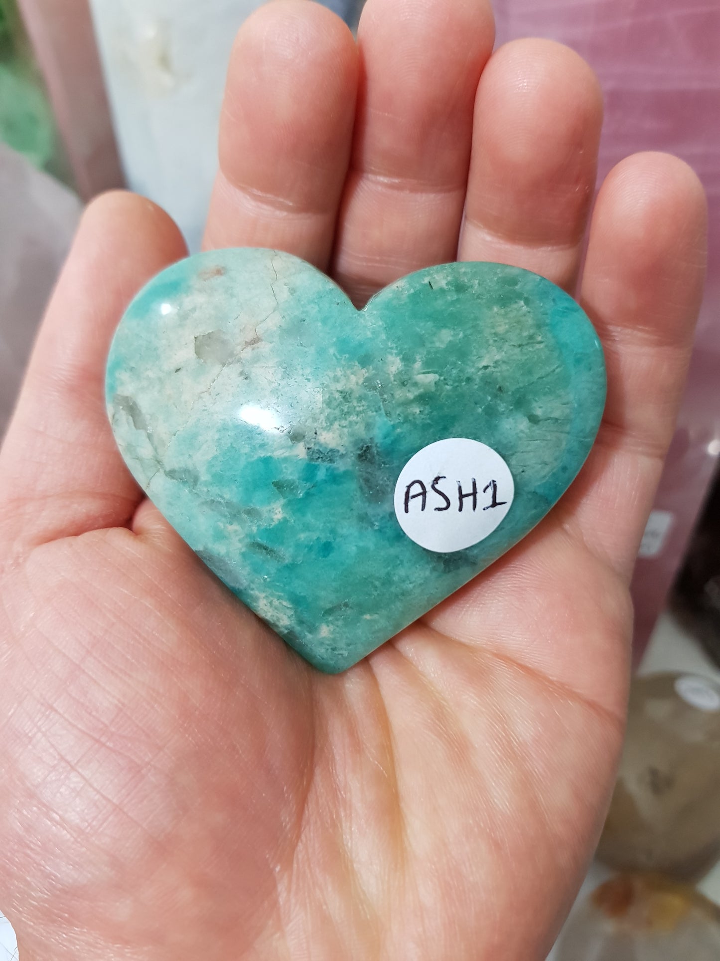 Amazonite with Smoky Quartz Crystal Heart - ASH1