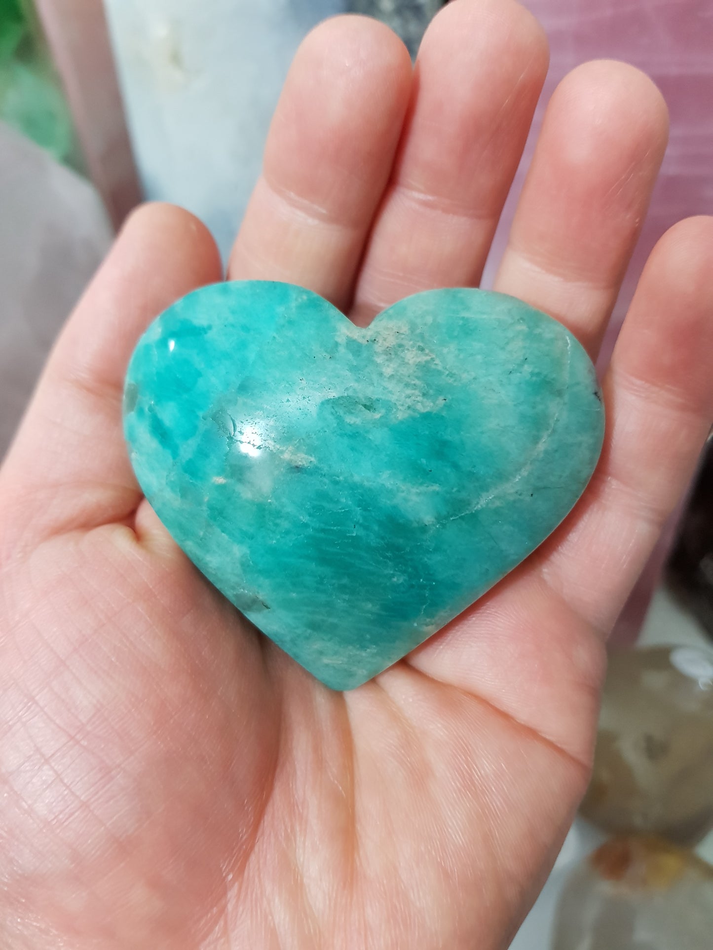 Amazonite with Smoky Quartz Crystal Heart - ASH1