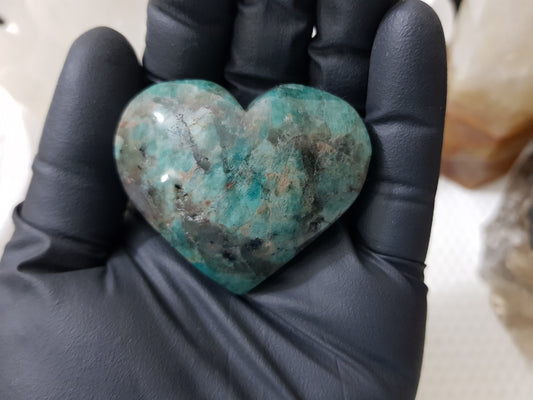 Amazonite with Smoky Quartz Crystal Heart - ASQ1