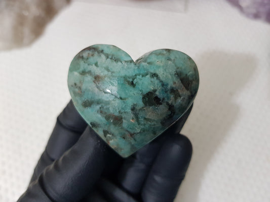 Amazonite with Smoky Quartz Crystal Heart - ASQ4