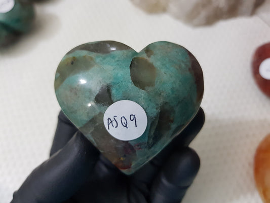 Amazonite with Smoky Quartz Crystal Heart - ASQ9