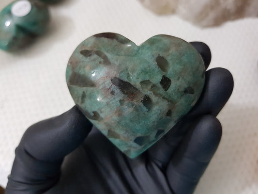 Amazonite with Smoky Quartz Crystal Heart - ASQ9