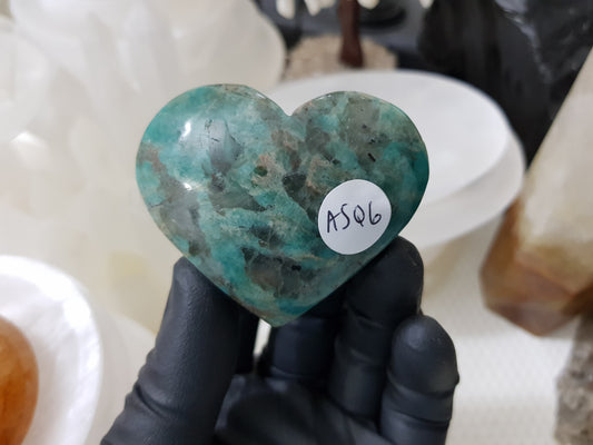 Amazonite with Smoky Quartz Crystal Heart - ASQ6