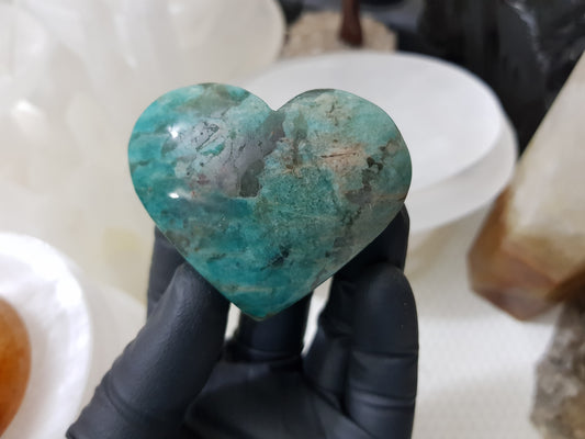 Amazonite with Smoky Quartz Crystal Heart - ASQ6