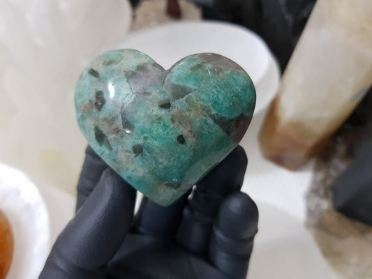 Amazonite with Smoky Quartz Crystal Heart - ASQ7