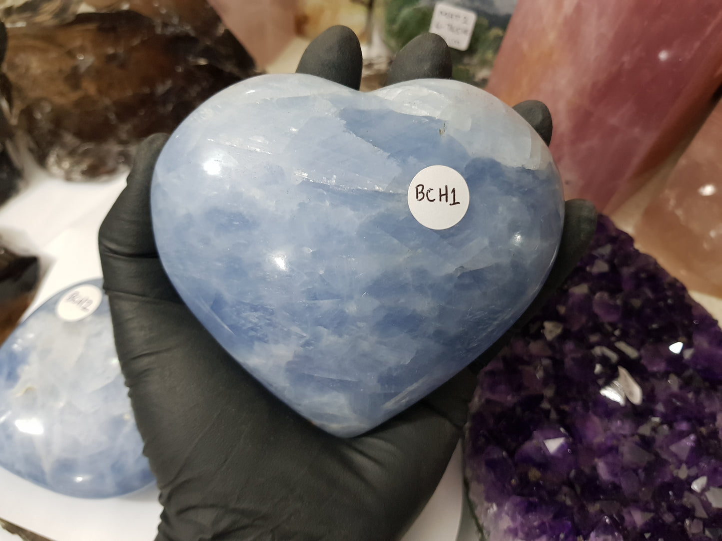 Blue Calcite Crystal Heart – BCH1