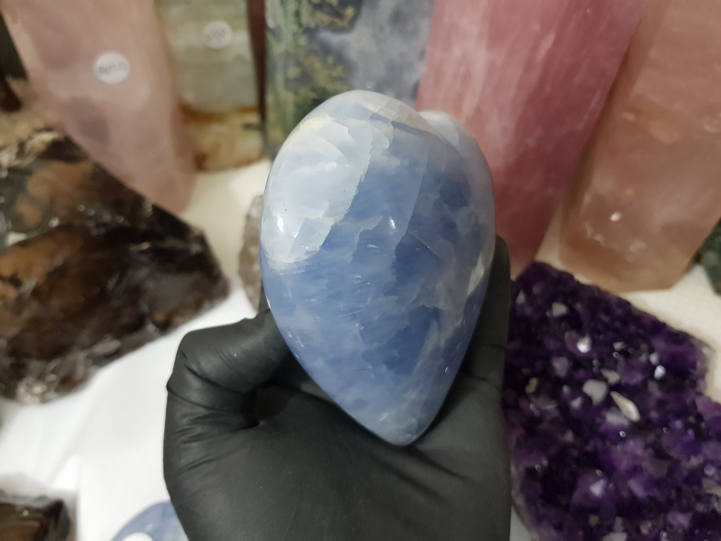 Blue Calcite Crystal Heart – BCH1