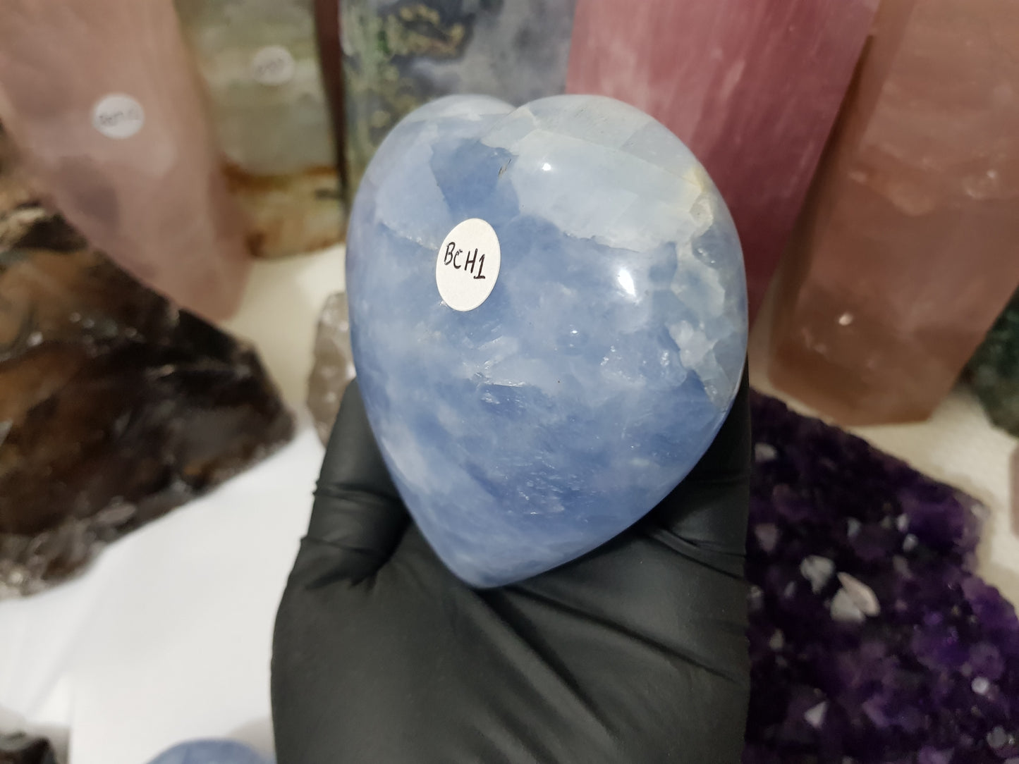 Blue Calcite Crystal Heart – BCH1