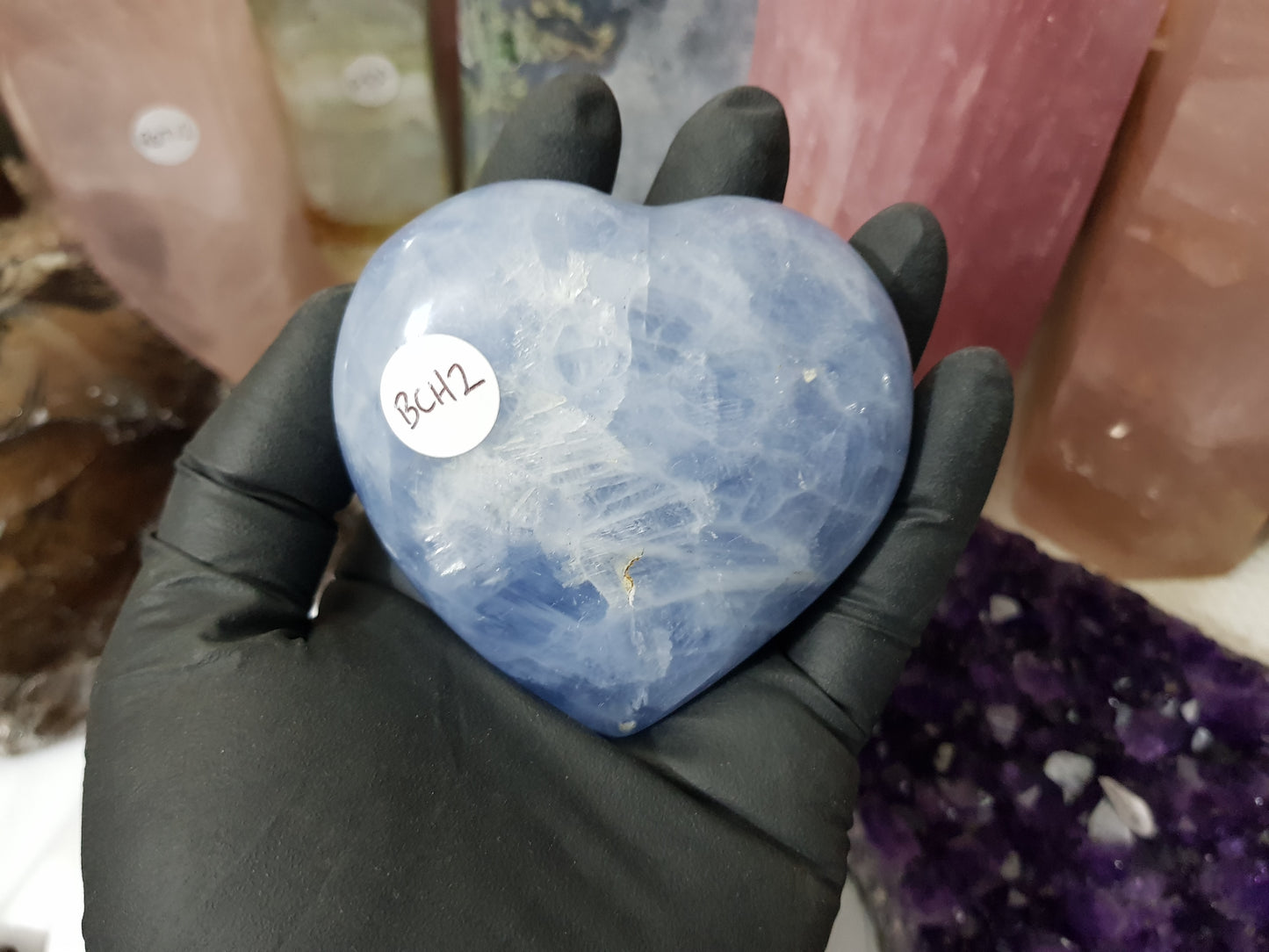 Blue Calcite Crystal Heart – BCH2