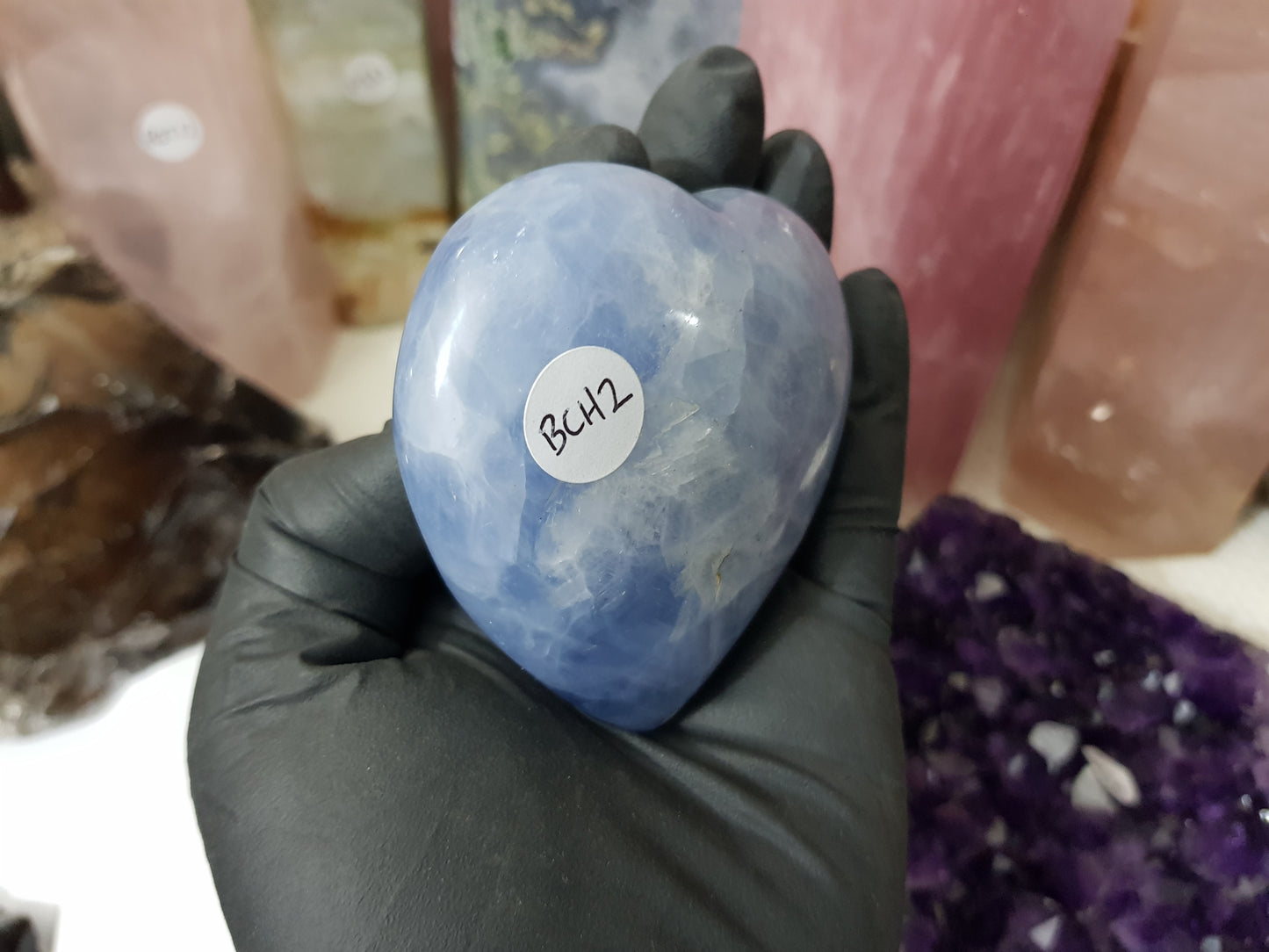 Blue Calcite Crystal Heart – BCH2