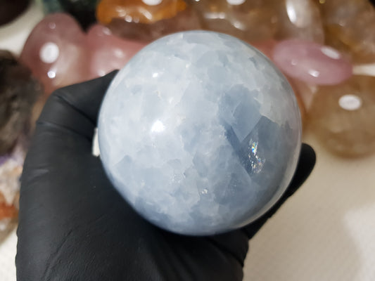 Blue Calcite Crystal Sphere - BCSP1