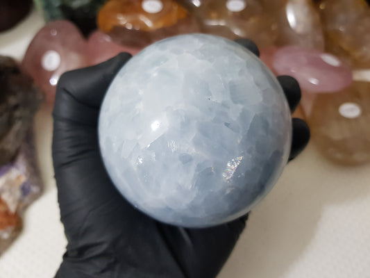 Blue Calcite Crystal Sphere - BCSP1