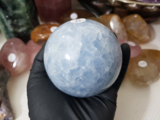 Blue Calcite Crystal Sphere - BCSP2