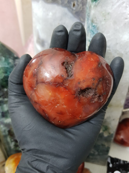 Carnelian Druzy Crystal Heart – CH11