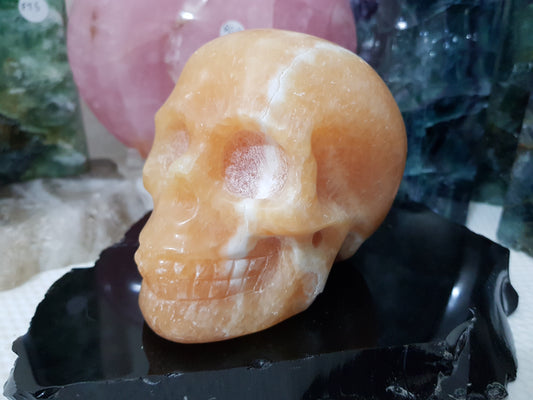 Orange Calcite Crystal Skull Carving – HCS2