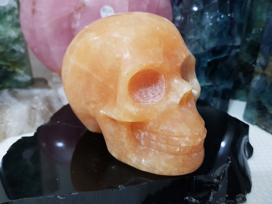 Orange Calcite Crystal Skull Carving – HCS2