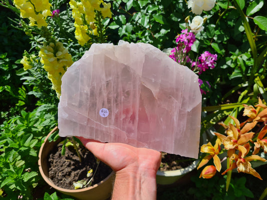 Polished Rose Quartz Crystal Slice - RQS9