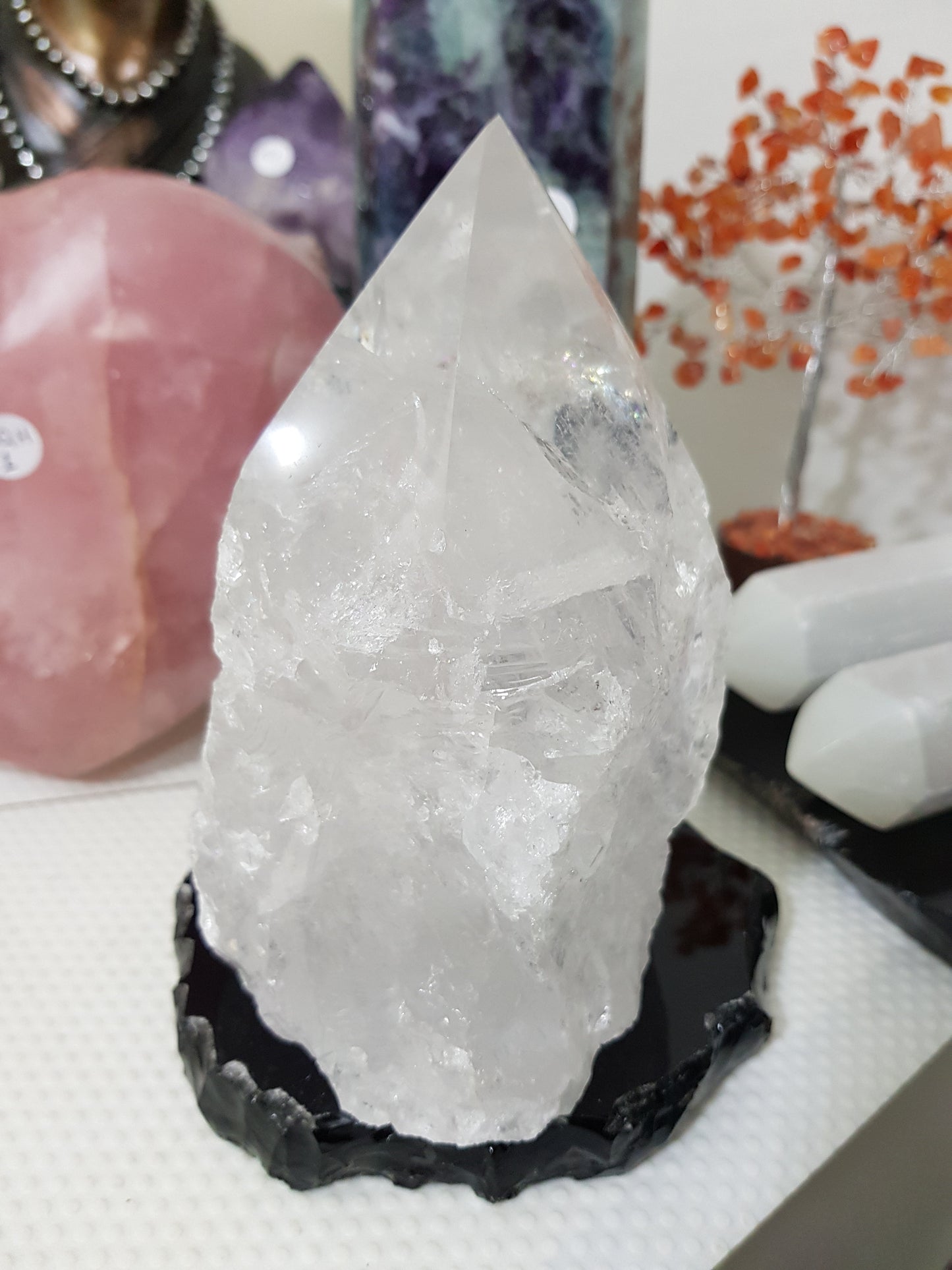 Large Semi Polished/Semi Rough Clear Quartz Crystal Point – CQG1