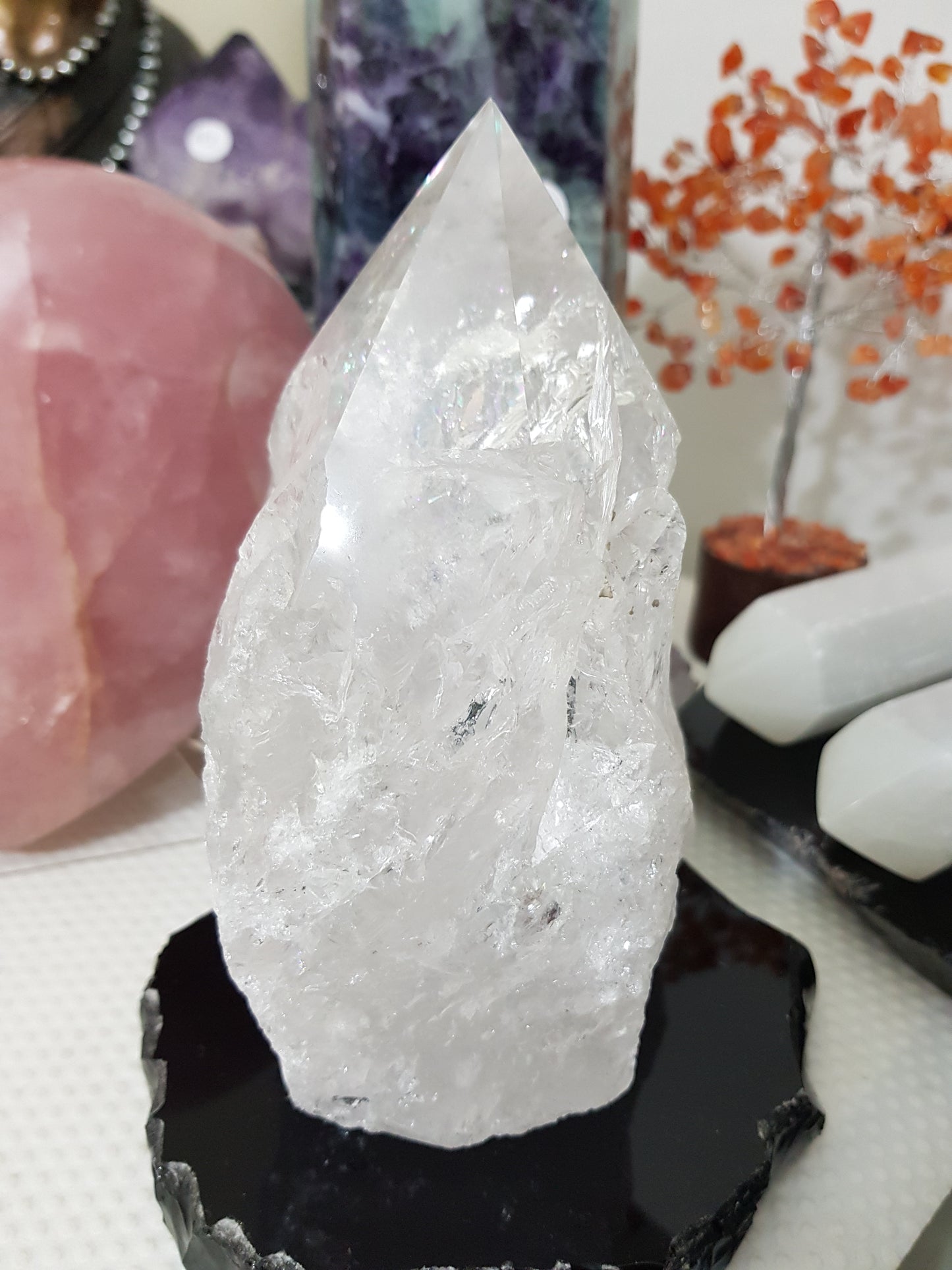 Large Semi Polished/Semi Rough Clear Quartz Crystal Point – CQG1