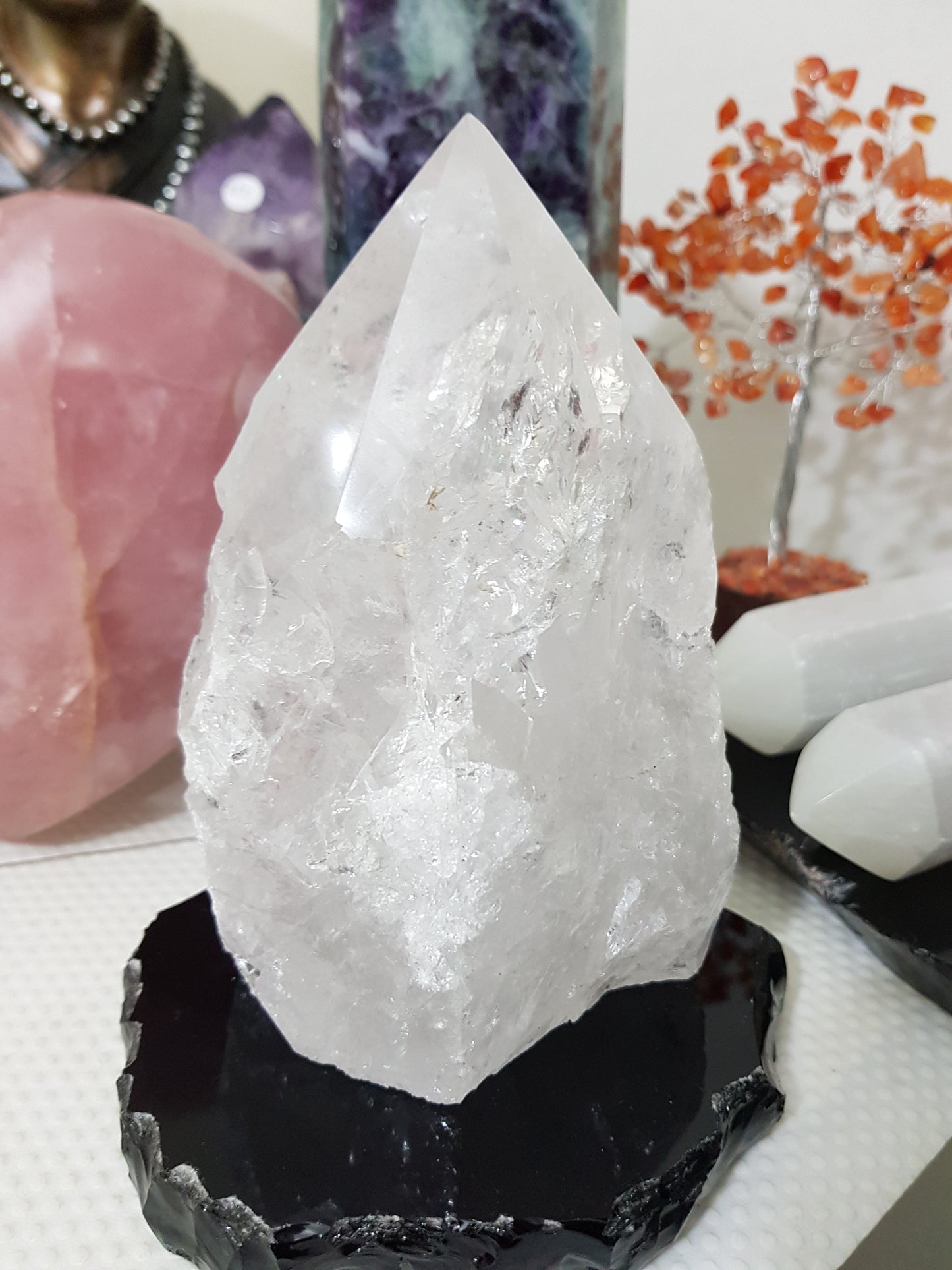 Large Semi Polished/Semi Rough Clear Quartz Crystal Point – CQG1