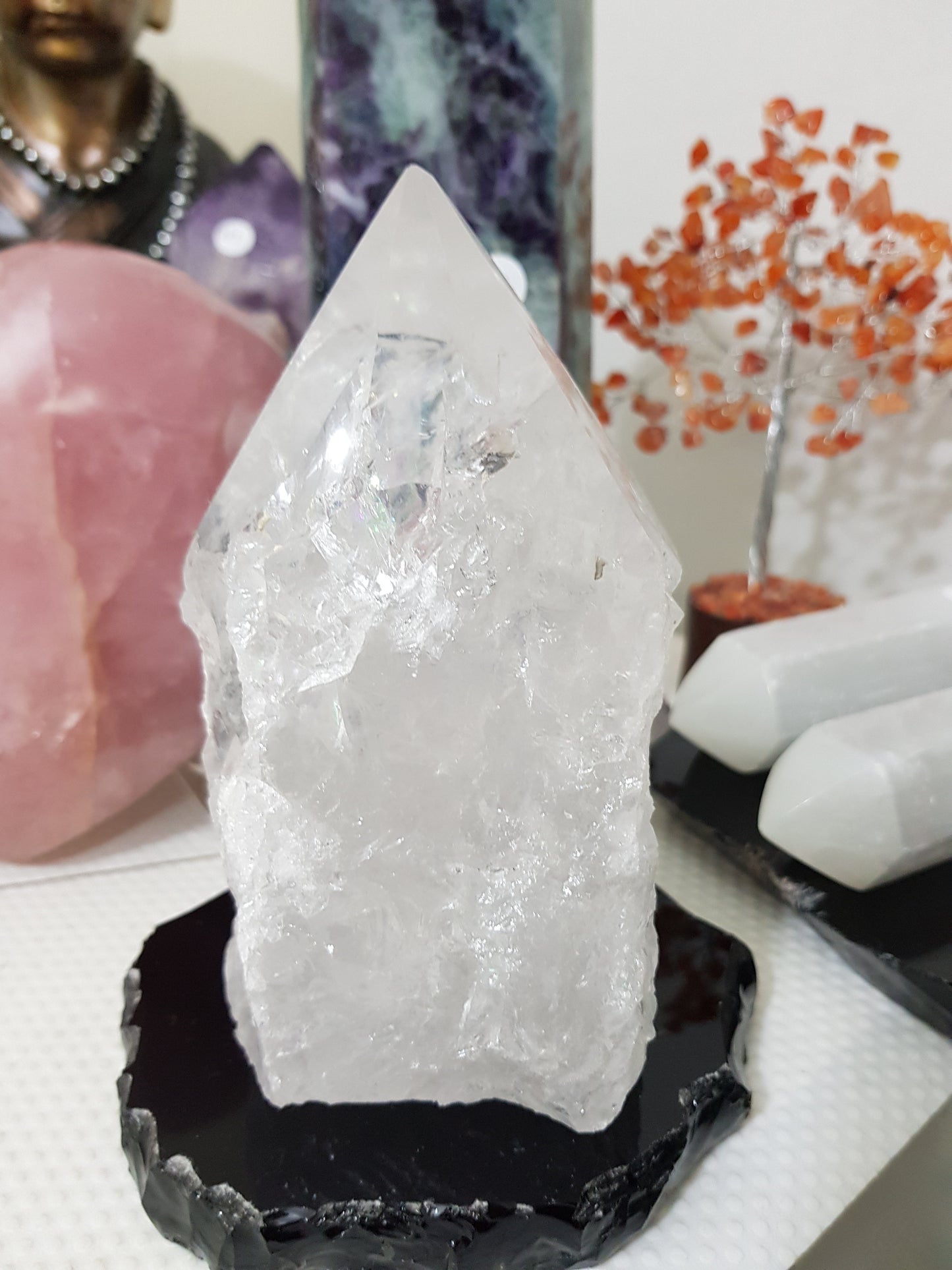 Large Semi Polished/Semi Rough Clear Quartz Crystal Point – CQG1