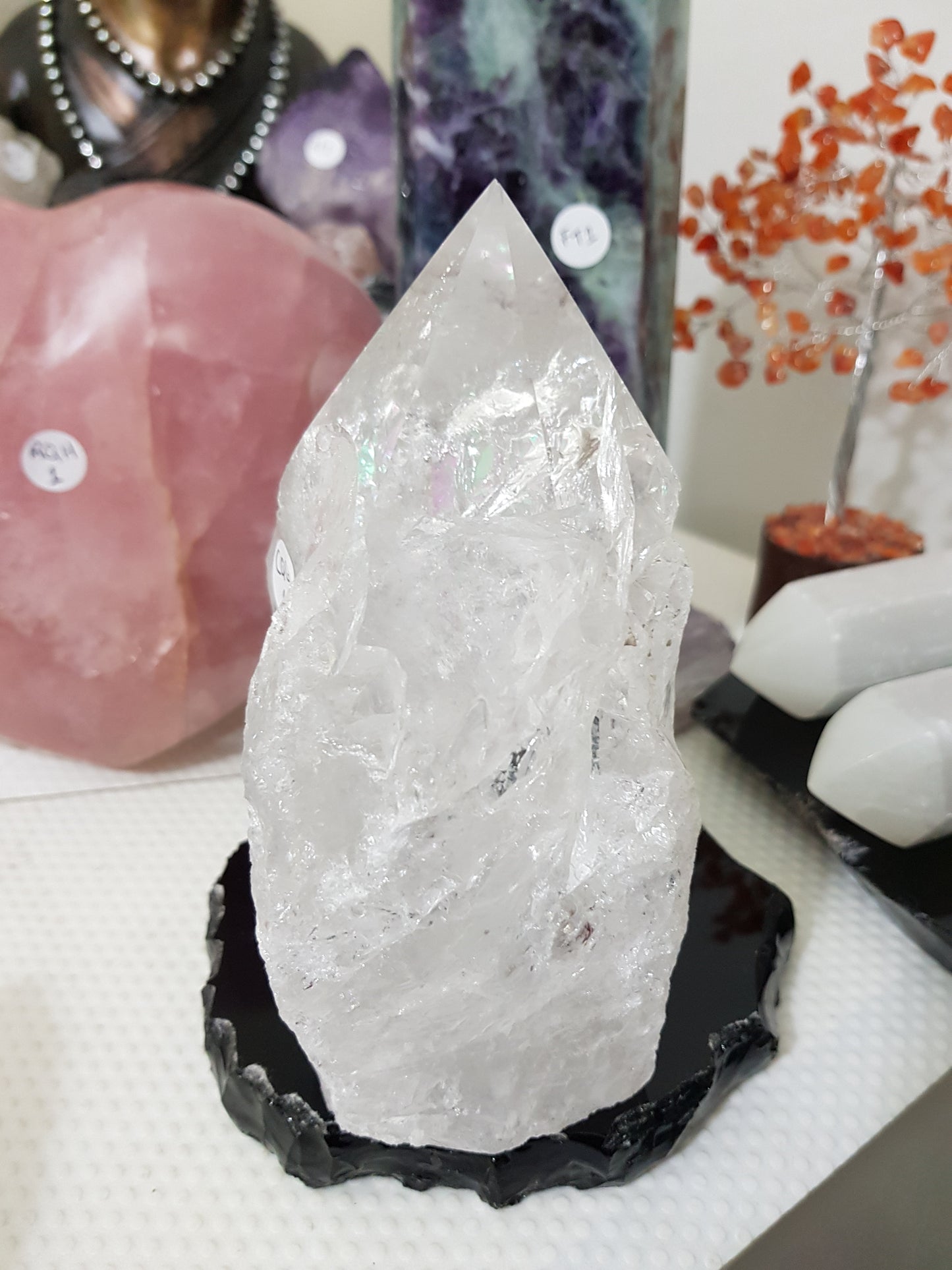 Large Semi Polished/Semi Rough Clear Quartz Crystal Point – CQG1