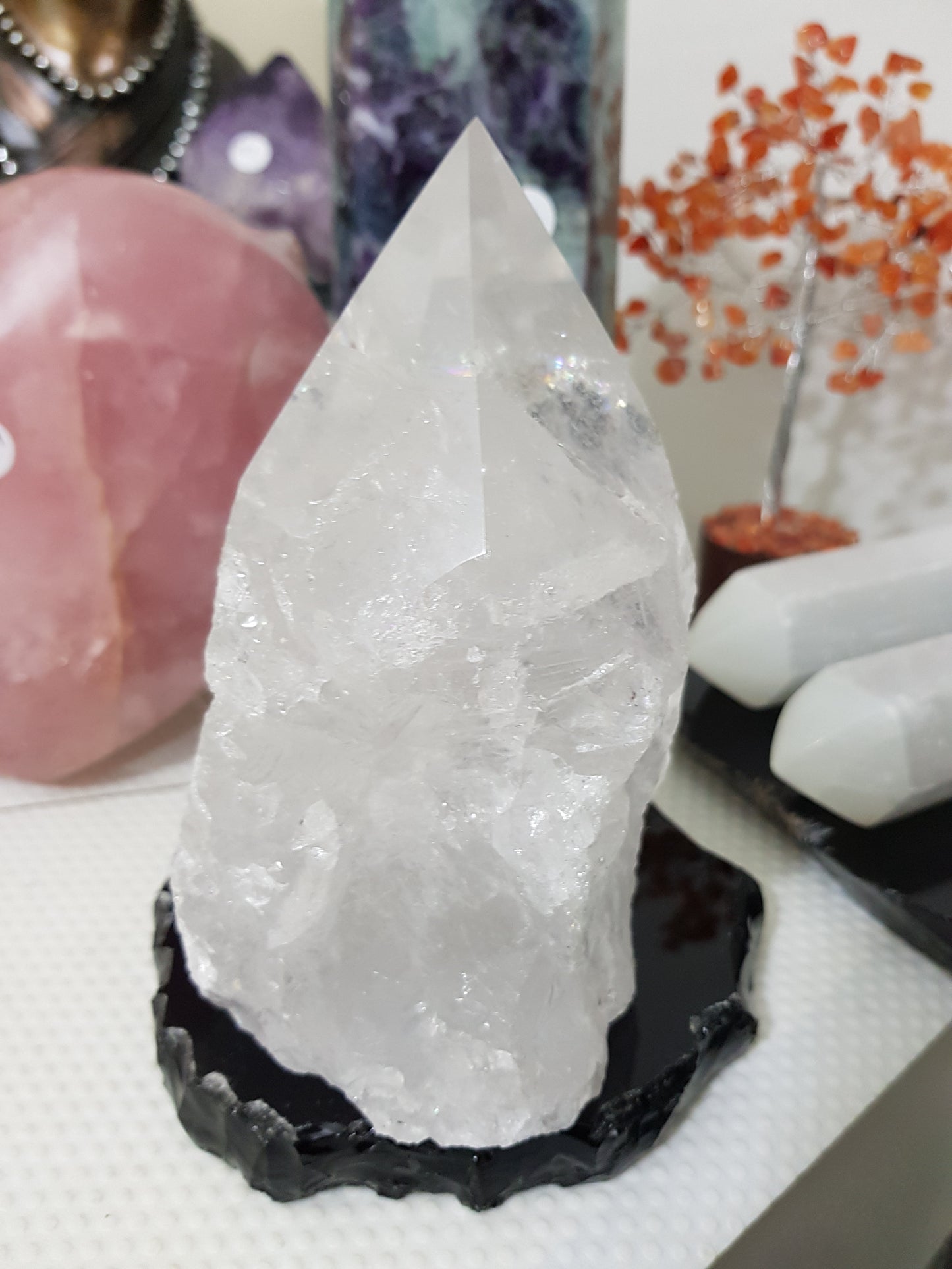 Large Semi Polished/Semi Rough Clear Quartz Crystal Point – CQG1