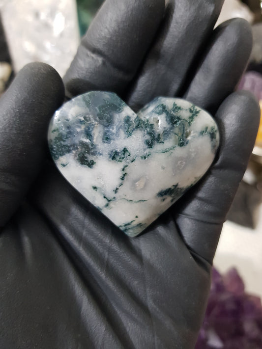 Moss Agate Crystal Heart – MAH6