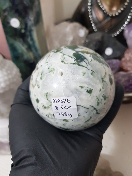 Moss Agate Crystal Sphere – MASP6