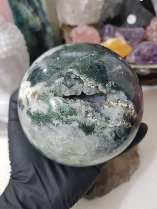 Moss Agate Druzy Crystal Sphere – MASP4