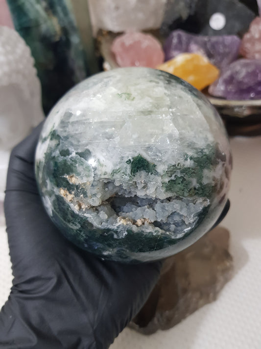 Moss Agate Druzy Crystal Sphere – MASP4