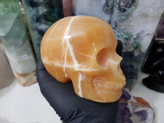 Orange Calcite Crystal Skull Carving – OCSK3