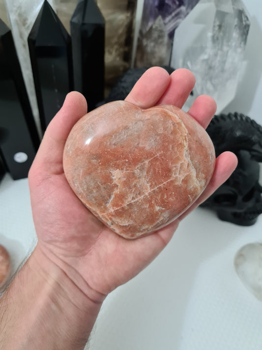 Peach Moonstone Crystal Heart - PMH3