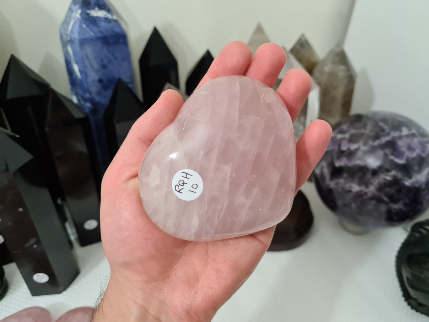 RQH10 - 1 Polished Rose Quartz Crystal Heart