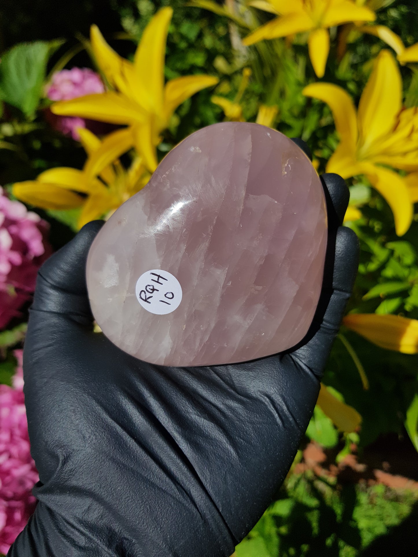 RQH10 - 1 Polished Rose Quartz Crystal Heart