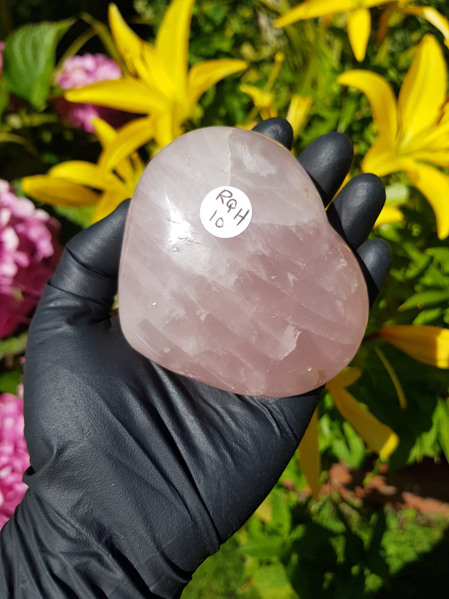 RQH10 - 1 Polished Rose Quartz Crystal Heart