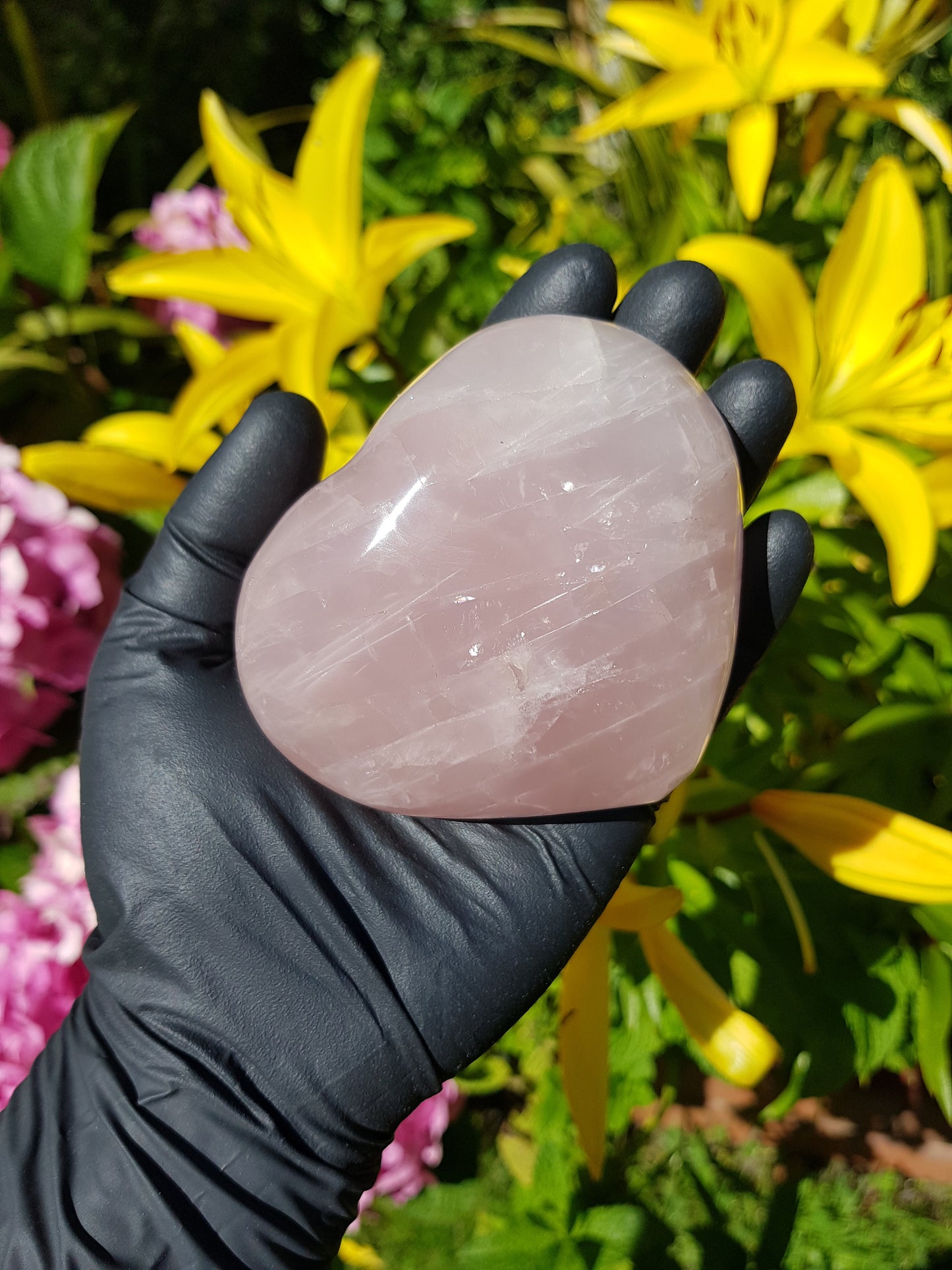 RQH10 - 1 Polished Rose Quartz Crystal Heart