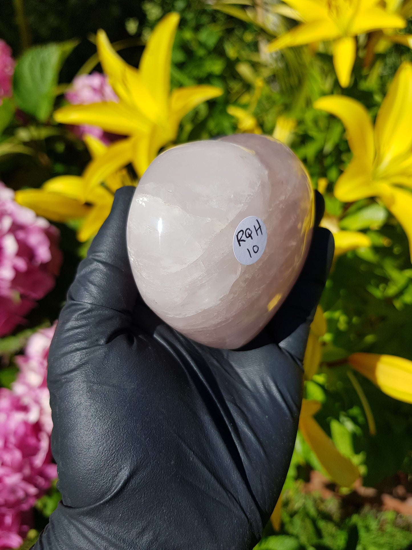 RQH10 - 1 Polished Rose Quartz Crystal Heart