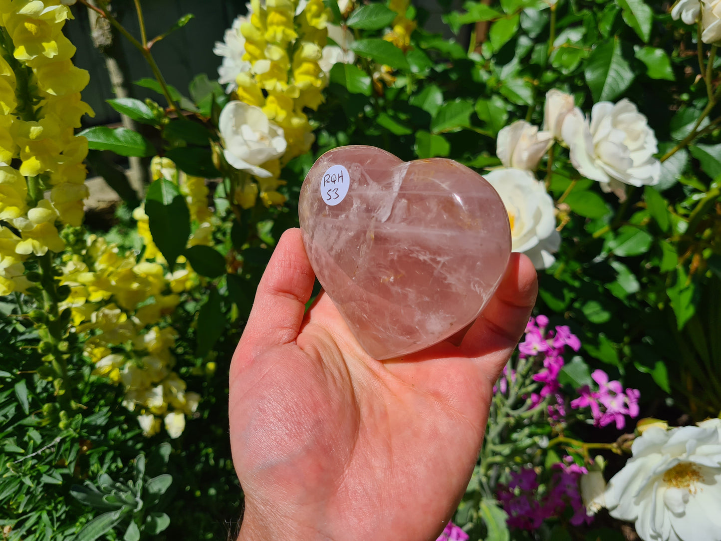 RQH53 - 1 Polished Rose Quartz Crystal Heart