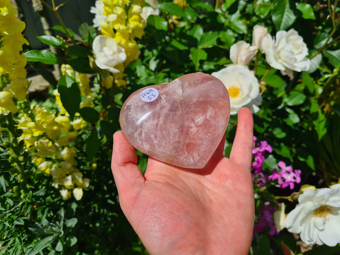 RQH53 - 1 Polished Rose Quartz Crystal Heart