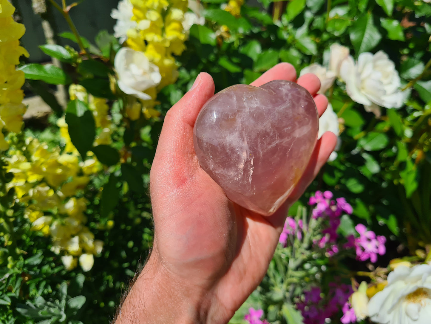 RQH53 - 1 Polished Rose Quartz Crystal Heart