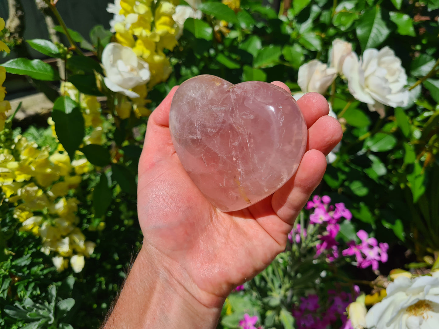 RQH53 - 1 Polished Rose Quartz Crystal Heart