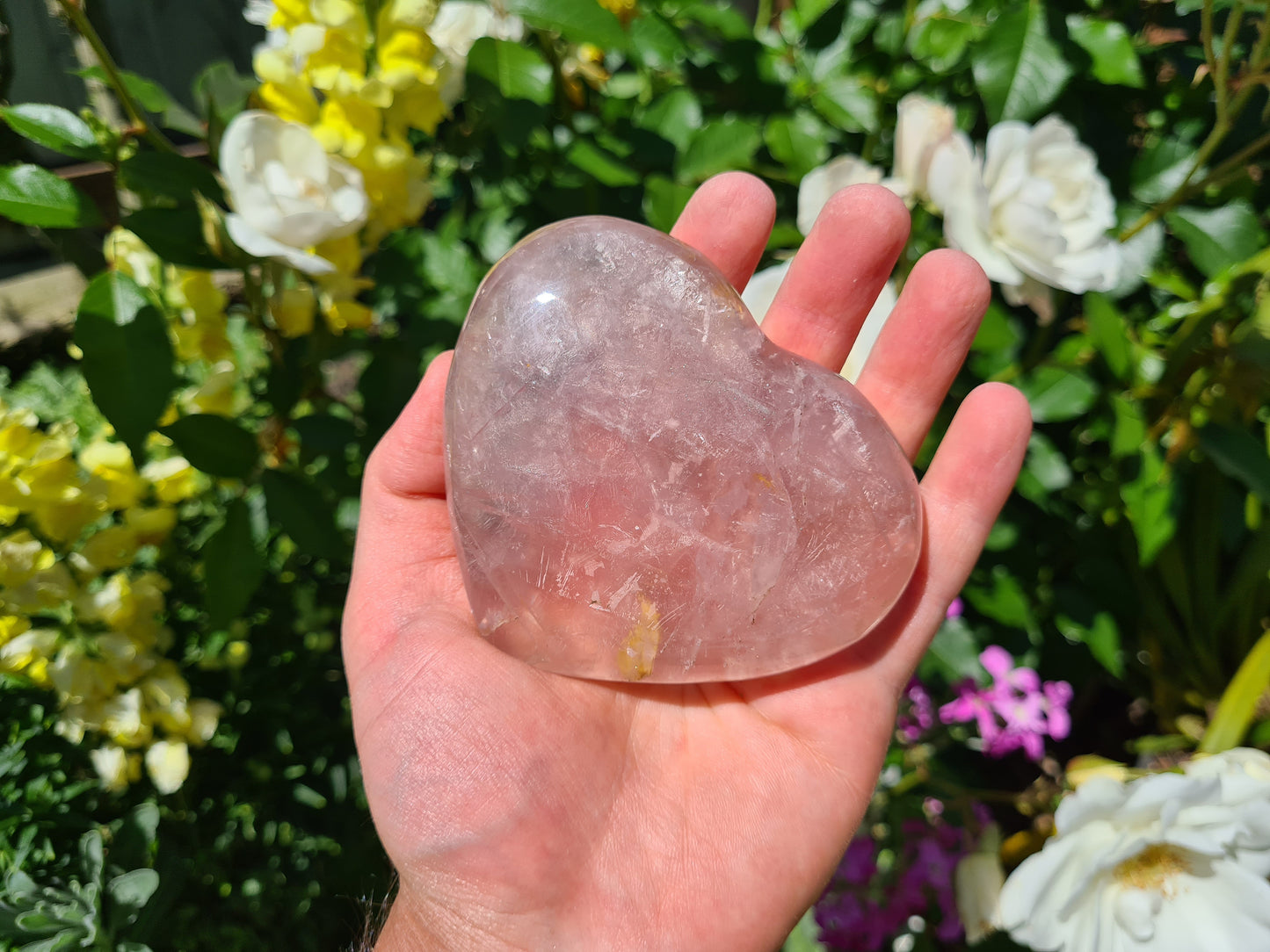 RQH53 - 1 Polished Rose Quartz Crystal Heart