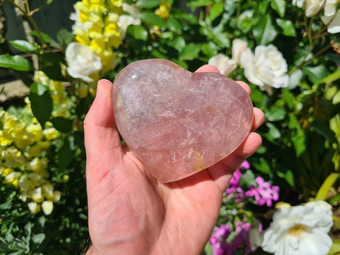 RQH53 - 1 Polished Rose Quartz Crystal Heart