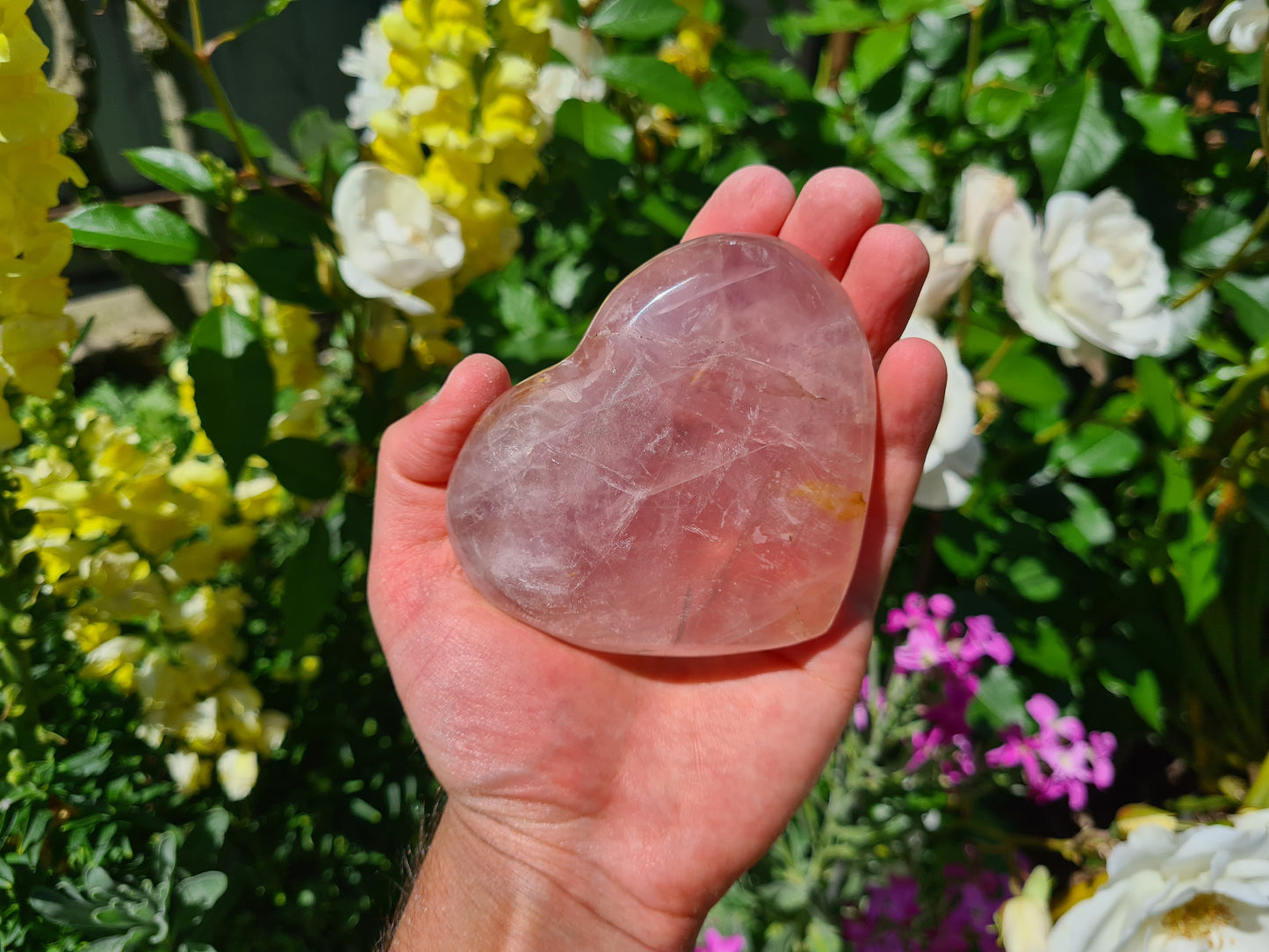 RQH53 - 1 Polished Rose Quartz Crystal Heart